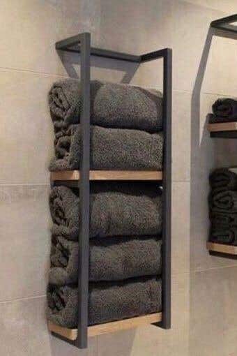 Metal hanging towel rack, 40×80×40 cm - Beige Black