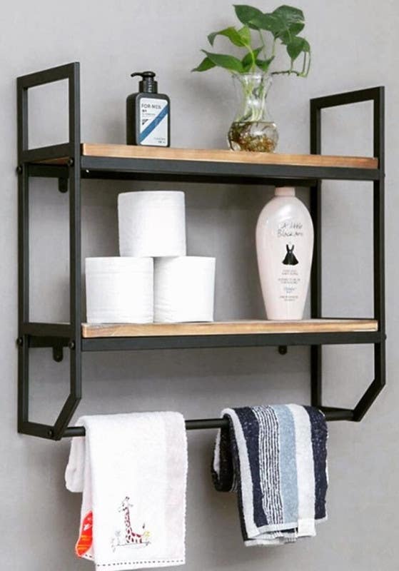Metal hanging towel rack, 80×60×40 cm - Beige Black