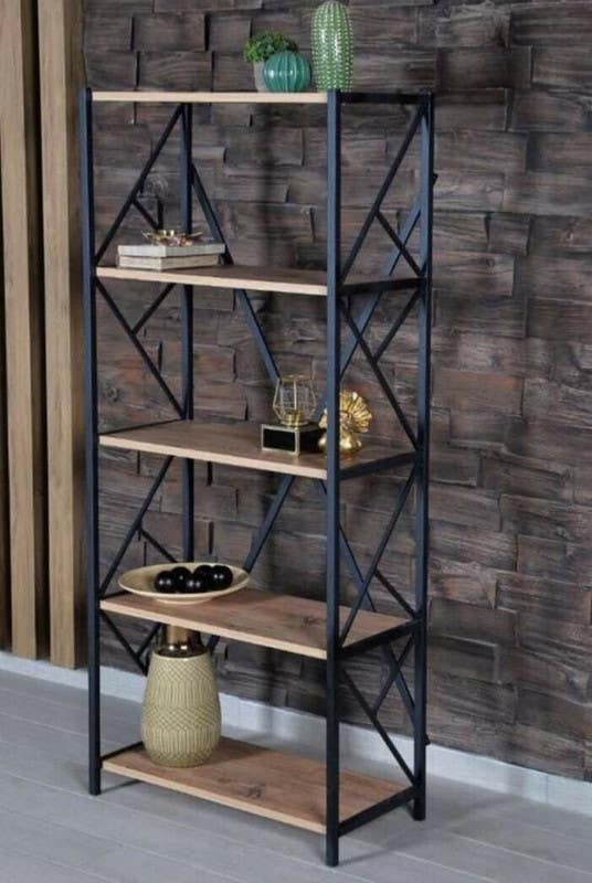 Metal Shelving Unit, 100×170×40 Cm - Black Brown