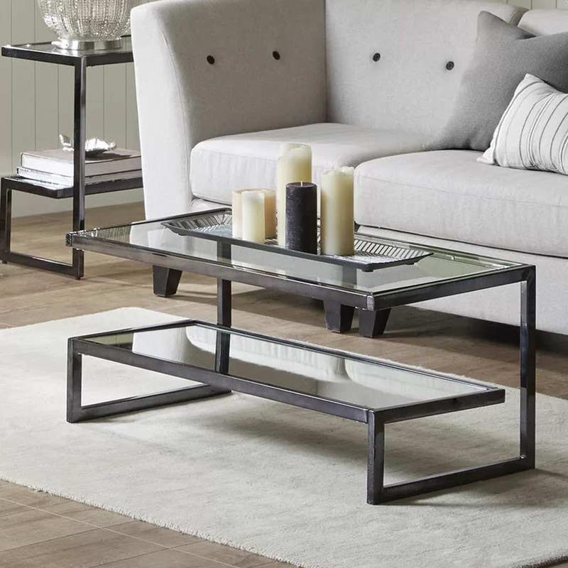 Steel Coffee Table , Rectangular Shape, One Piece, 50×100 cm - Black