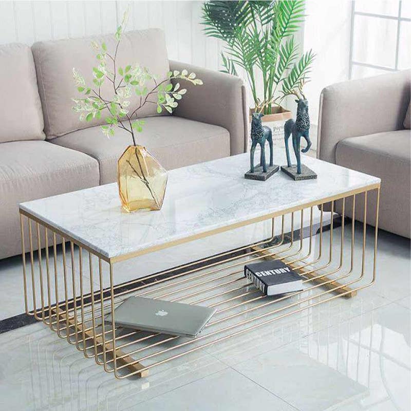 Steel Coffee Table , Rectangular Shape, One Piece, 45×50×100 cm - White