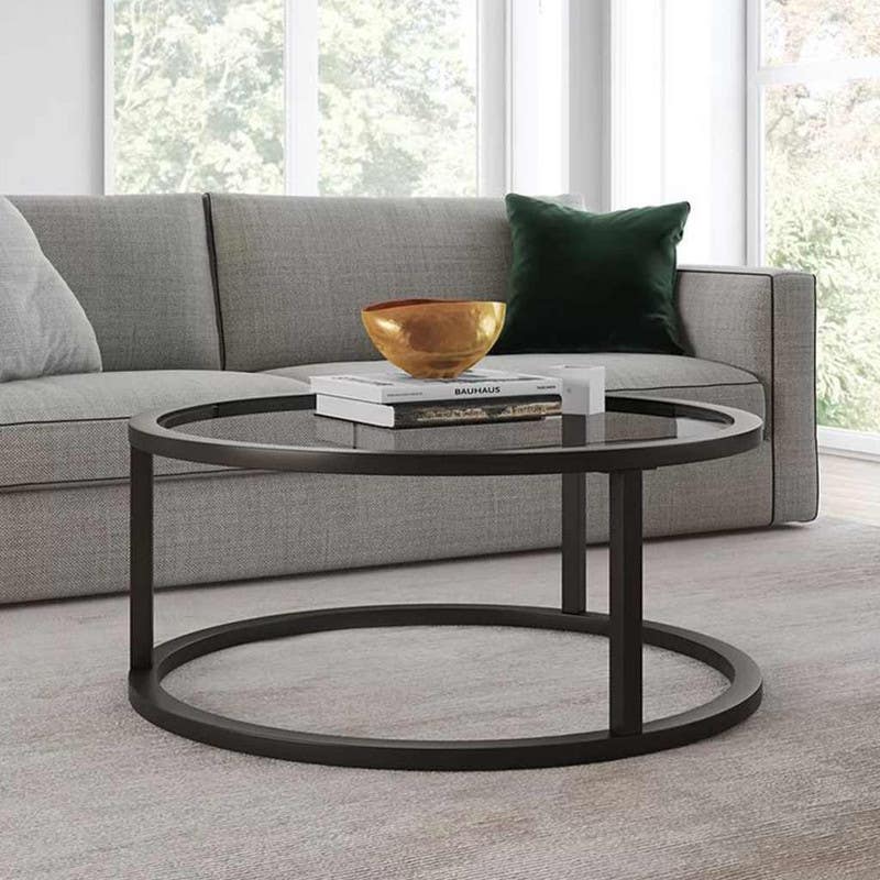 Steel Coffee Table , One Piece, Round Shape - Black