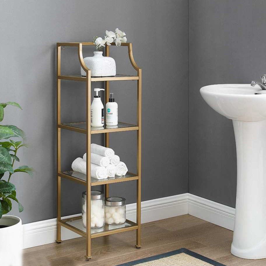 Metal Bathroom Storage Unit, 40×120×40 Cm - Gold