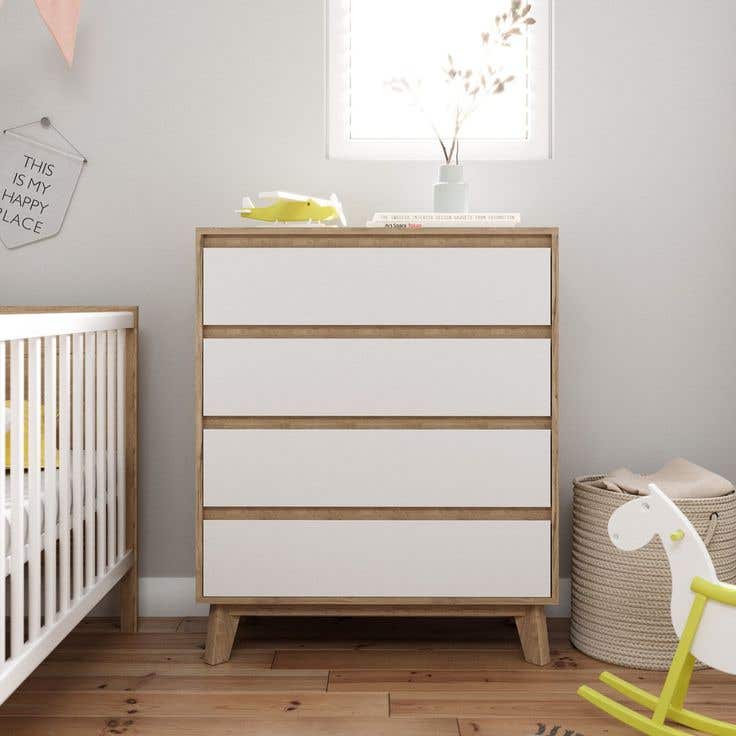 4-drawer MDF storage unit, 60×100×40 cm - White Beige