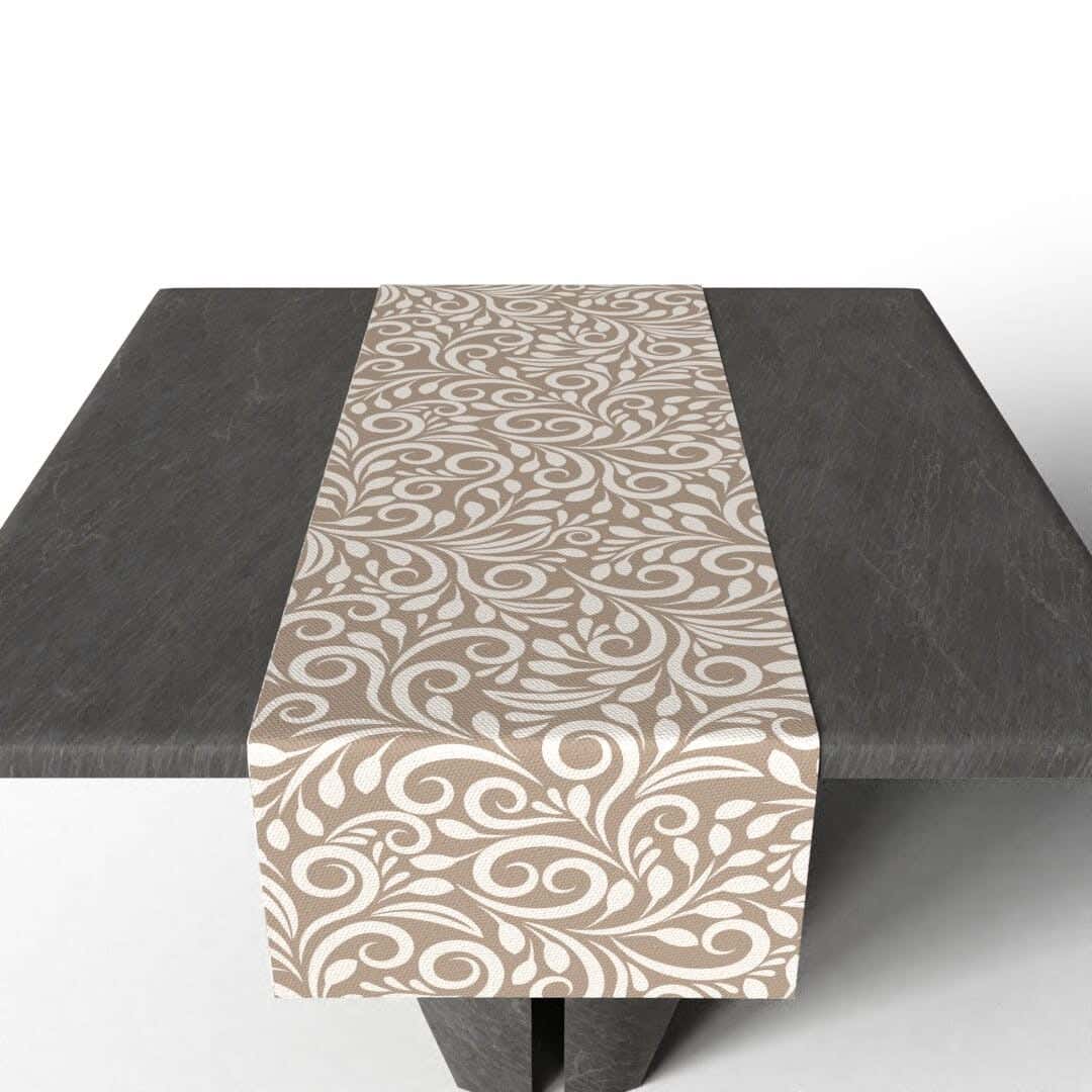 Fabric Runner Dinner Tablecloth, 35×140 cm - Beige White