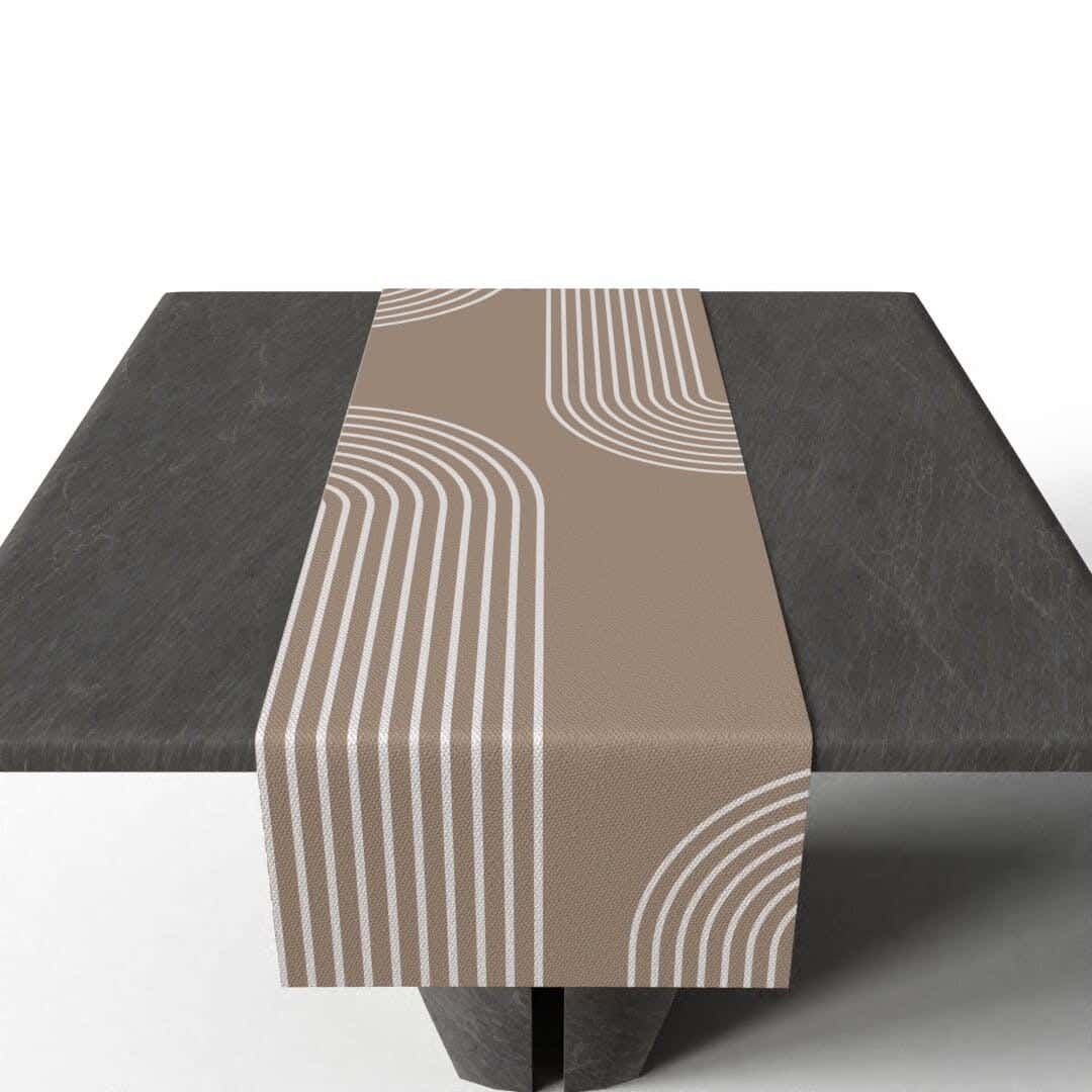 Fabric Runner Dinner Tablecloth, 35×140 cm - Beige White