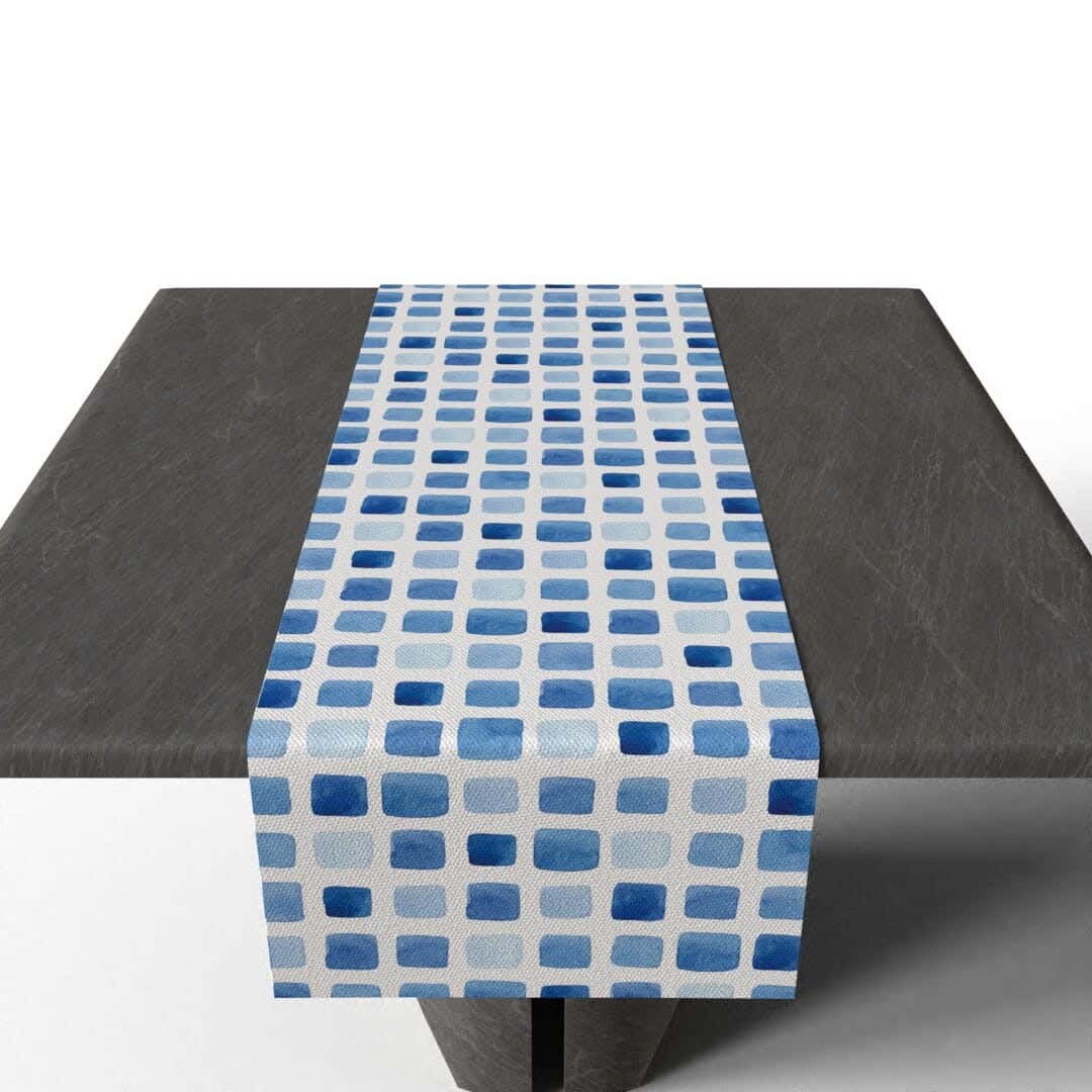 Fabric Runner Dinner Tablecloth, 35×140 cm - Blue White