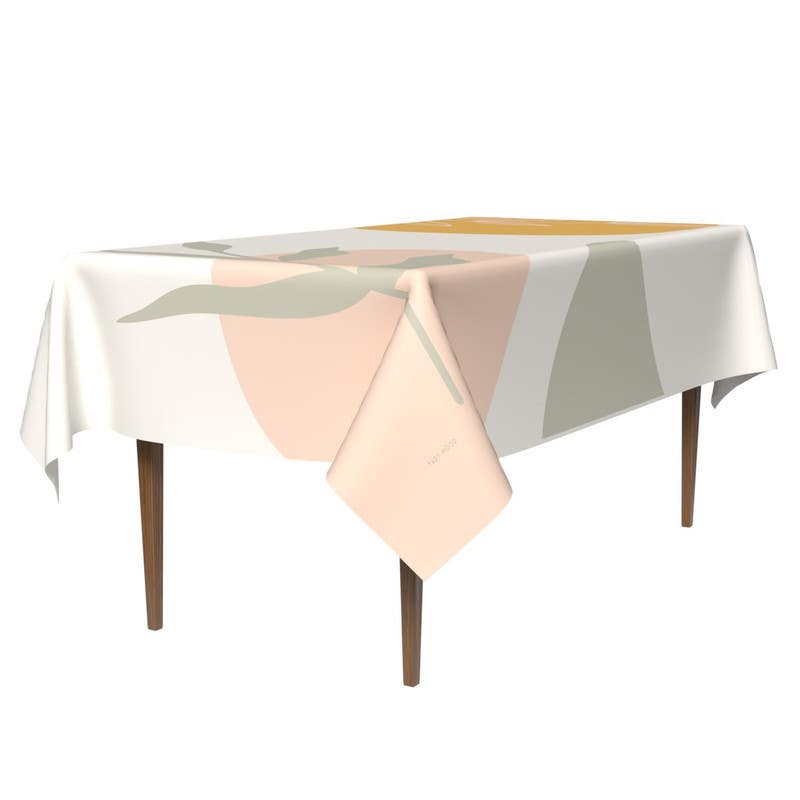 Polyester Tablecloth, 140×300 cm - Yellow white