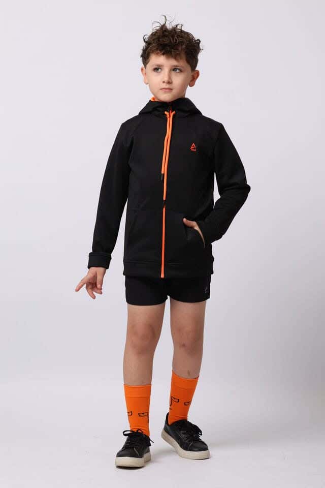 Anja Polyester Sweatshirt, For Boys - Black-Orange