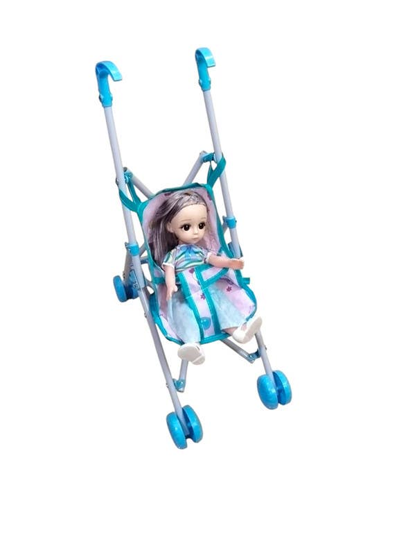 El-Safwa Baby Doll Toy With Wheel For Girls - Light Blue