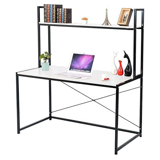Metal Modern Office with Shelve, 140×60×120 cm - White