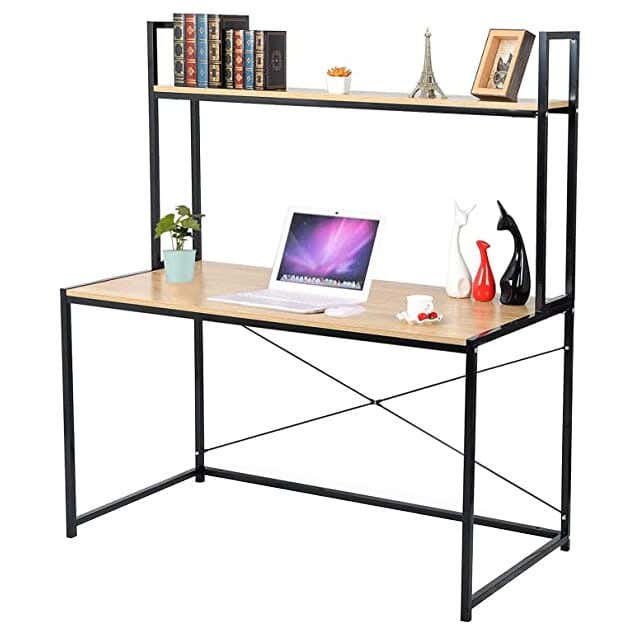 Metal Modern Office with Shelve, 140×60×120 cm - Beige