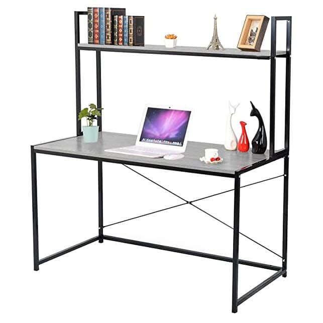 Metal Modern Office with Shelve, 140×60×120 cm - Grey