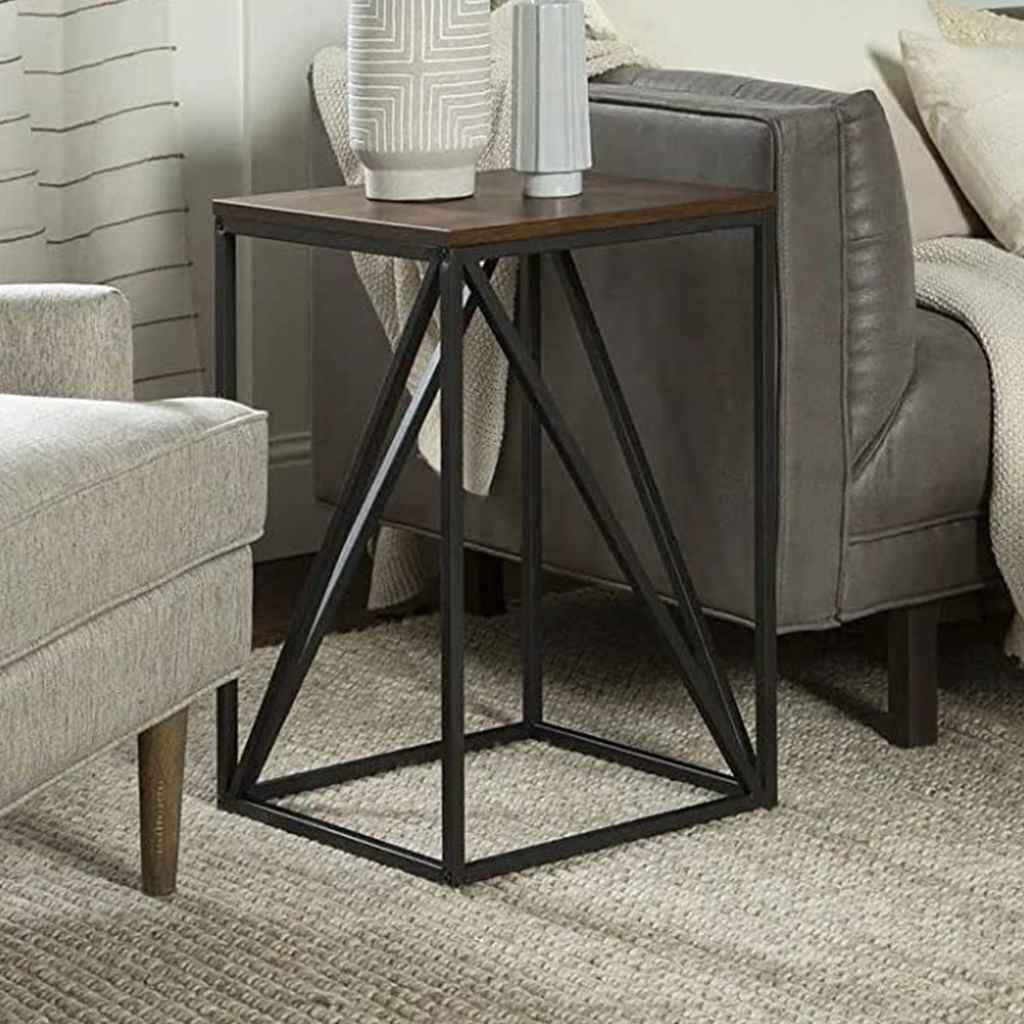 Metal Modern Single Side Table, 60×40×40 cm - Brown