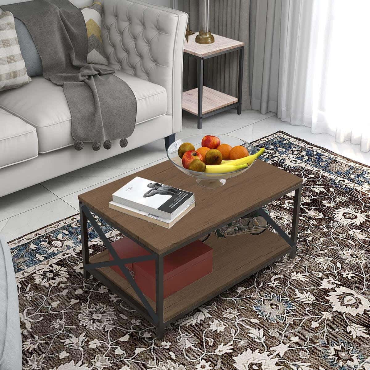 Metal Modern Center Table, 42×50×80 cm - Brown