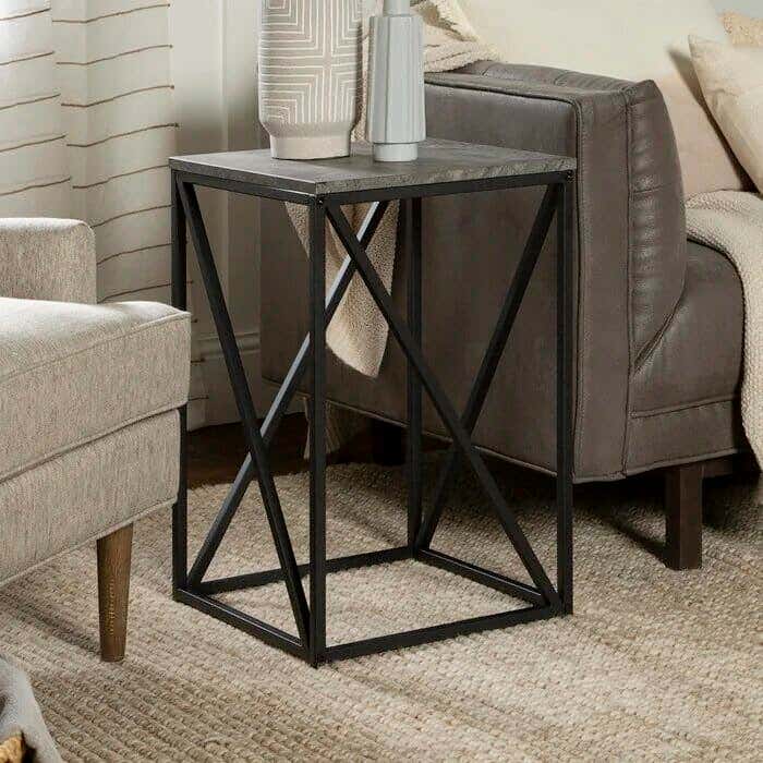 Metal Modern Single Side Table, 60×40×40 cm - Grey