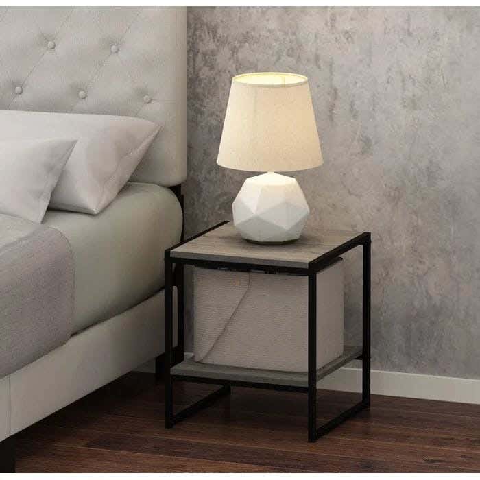 Metal Modern Single Side Table, 50×40×40 cm - Beige
