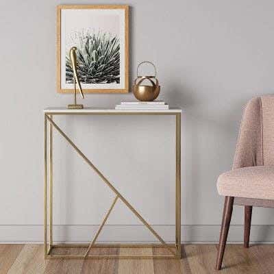 Metal Console Table, Electrostatic Paint, 90 × 40 × 100 cm - Gold