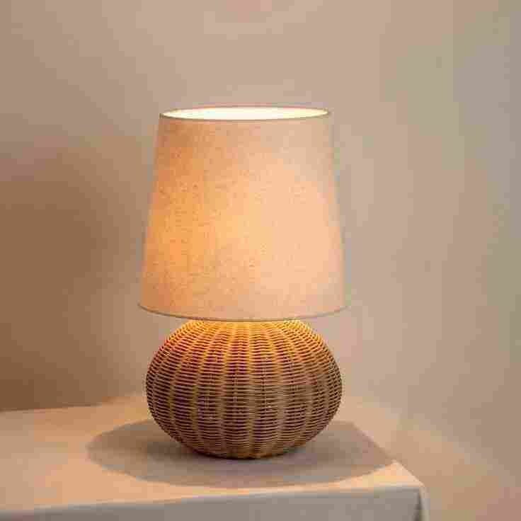 TBS Bamboo Boho Table Lamp, 45 ×23 cm - Beige