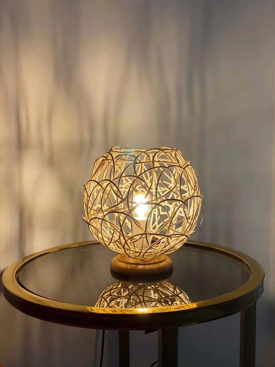 TBS Bamboo Boho Table Lamp, 20 ×20 cm - Beige