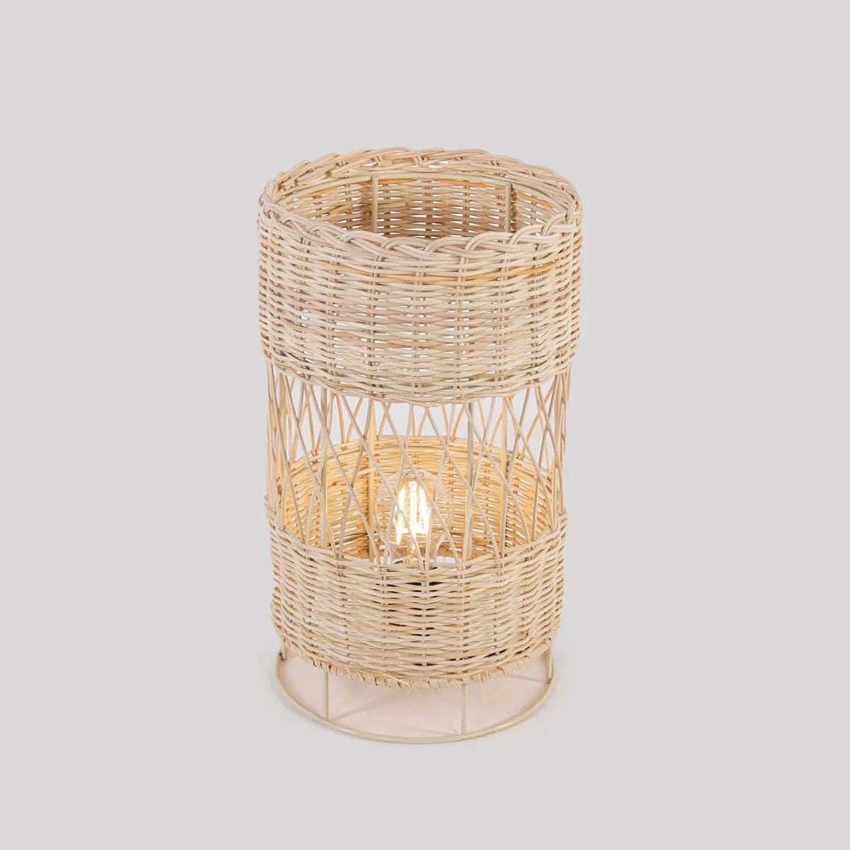 TBS Bamboo Boho Table Lamp, 60 ×20 cm - Beige