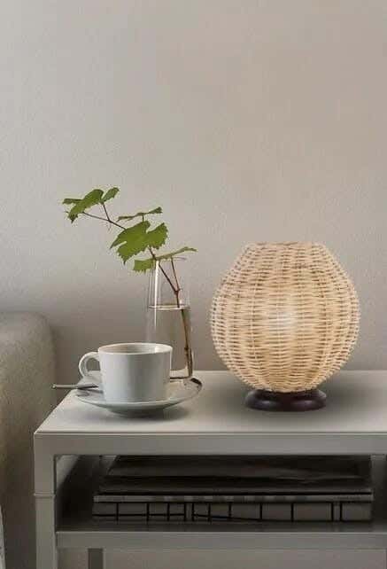 TBS Bamboo Boho Table Lamp, 20 ×20 cm - Beige