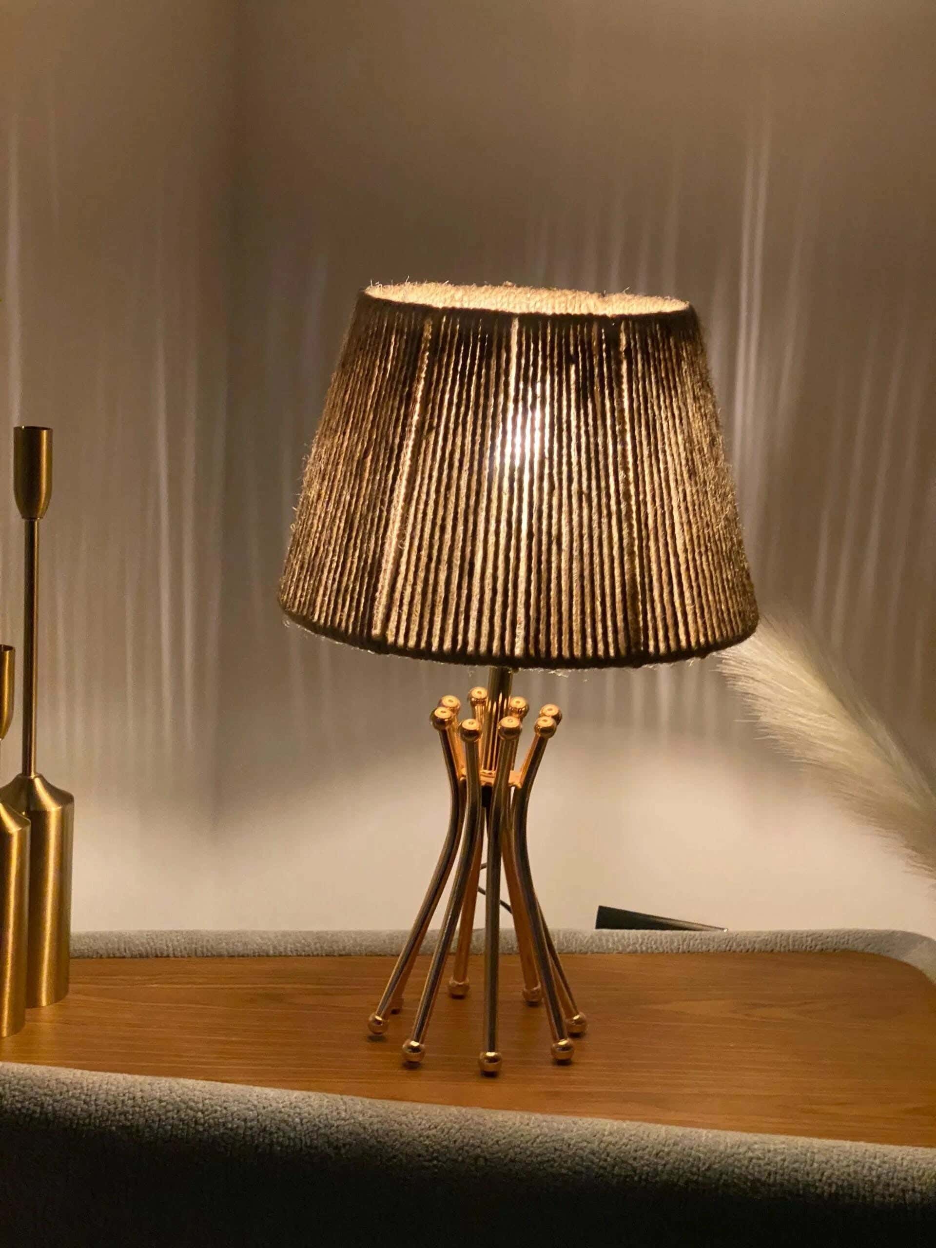 TBS Burlap Threads Boho Table Lamp, 45 ×30 cm - Beige