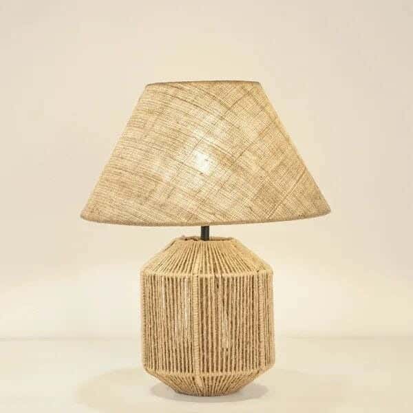 TBS Burlap Threads Boho Table Lamp, 45 ×40 cm - Beige