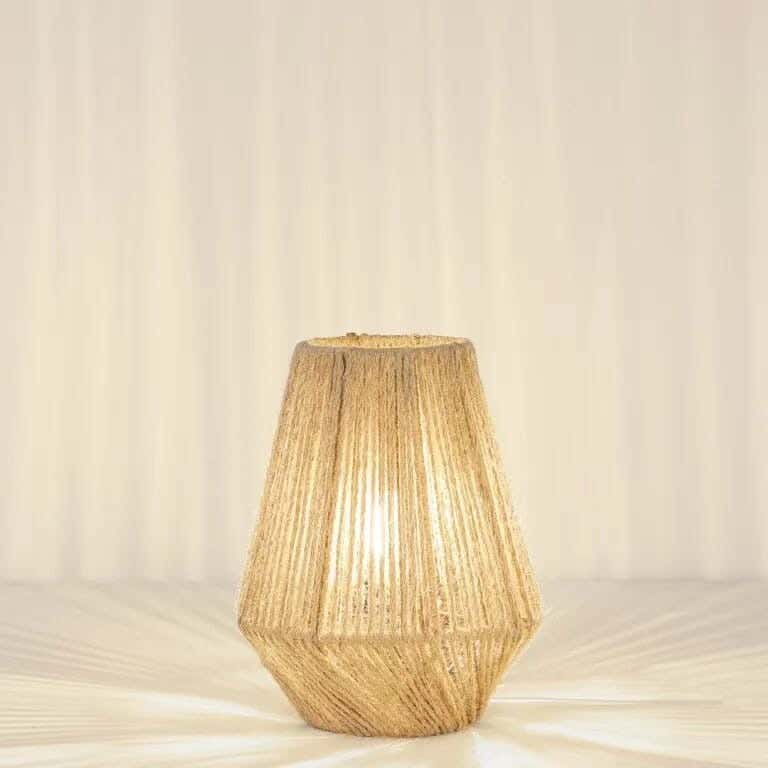 TBS Burlap Threads Boho Table Lamp, 20 ×20 cm - Beige
