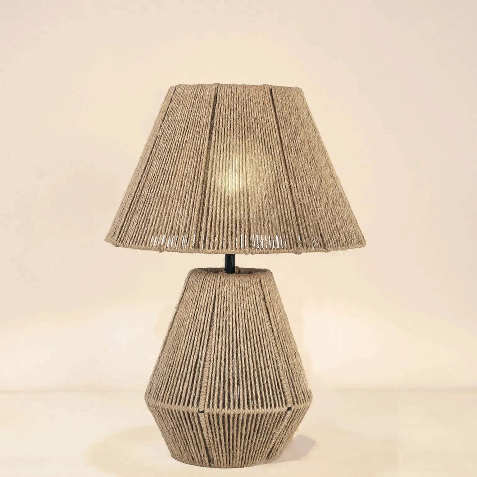 TBS Burlap Threads Boho Table Lamp, 45 ×40 cm - Beige