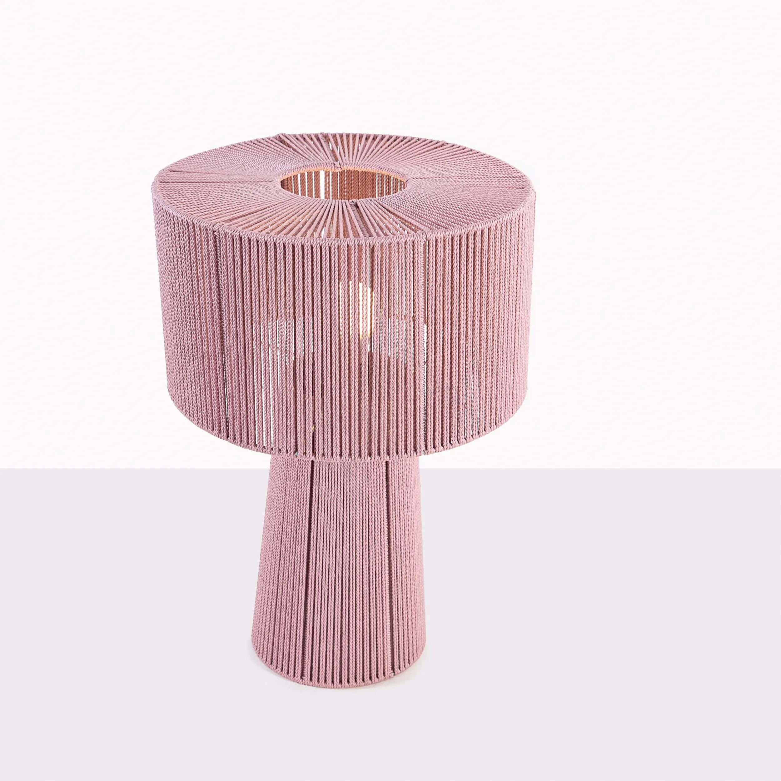 TBS Macrame Threads Boho Table Lamp, 55 ×40 cm - Cashmere