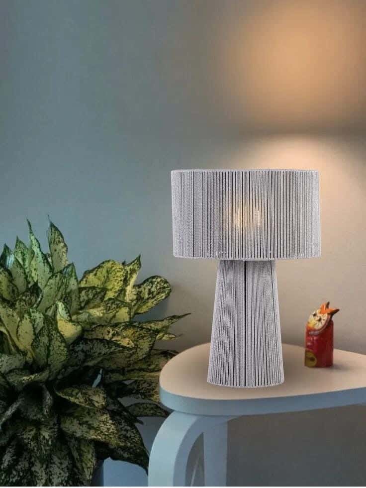 TBS Macrame Threads Boho Table Lamp, 55 ×40 cm - Grey