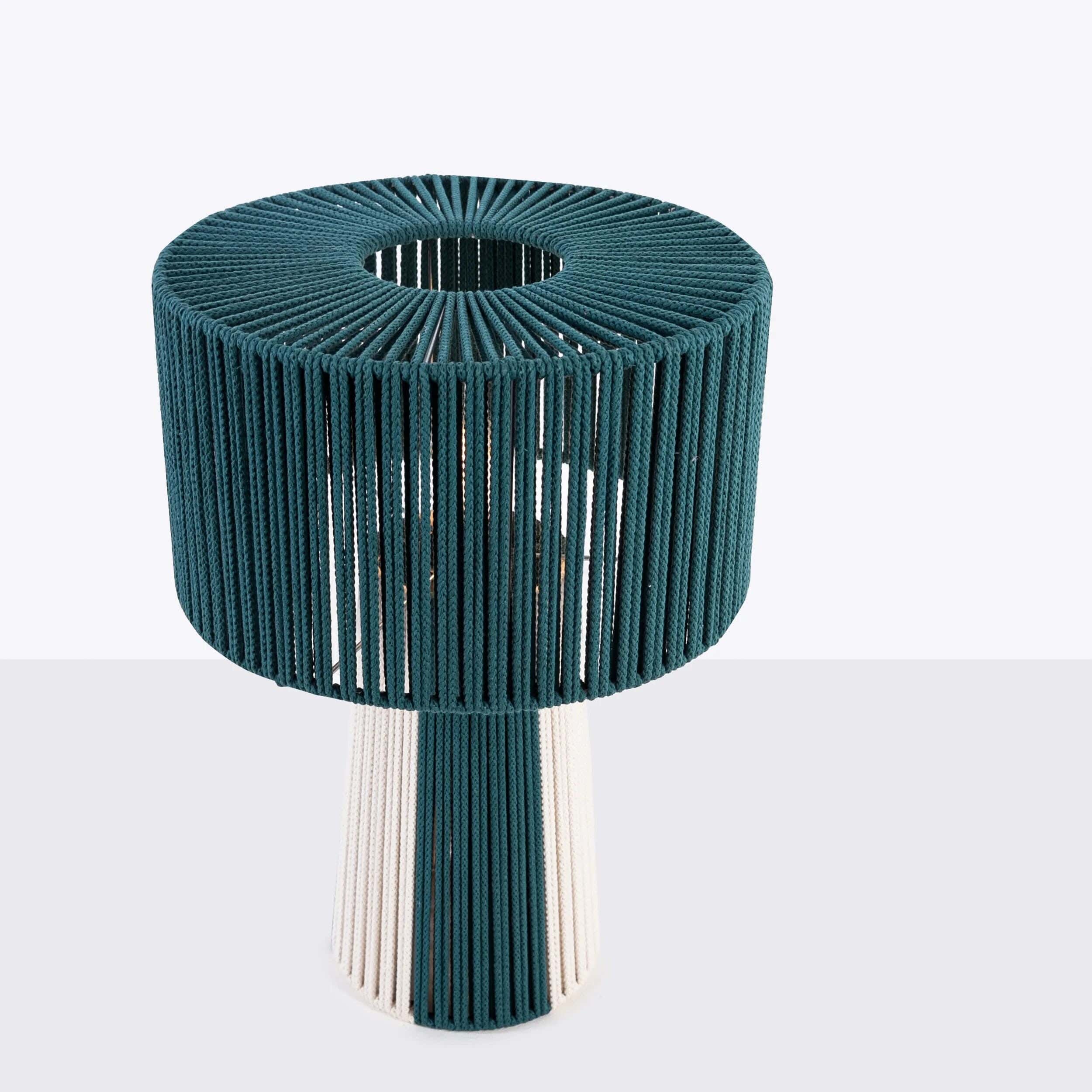 TBS Macrame Threads Boho Table Lamp, 55 ×40 cm - Off White Olive