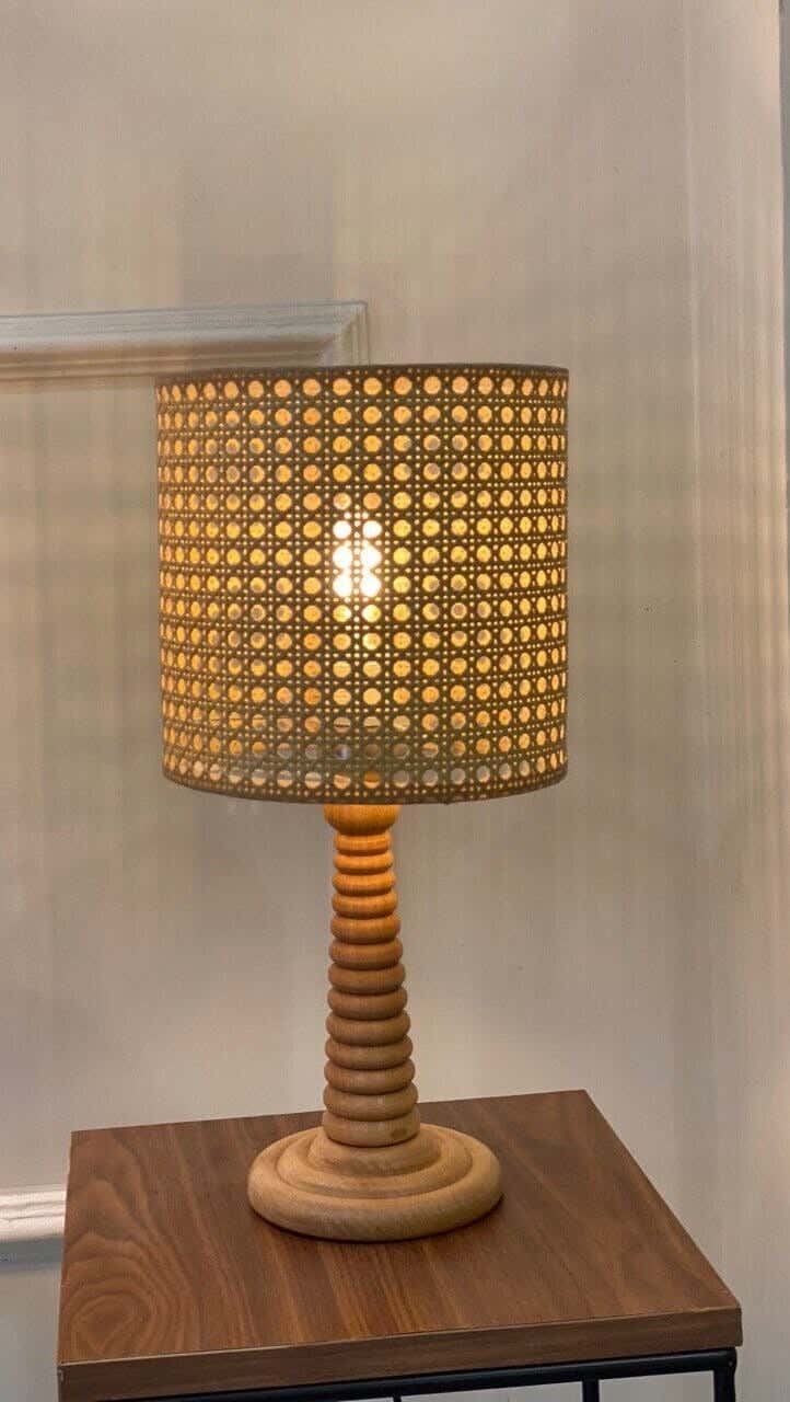 TBS Rattan Boho Table Lamp, 45 ×20 cm - Beige