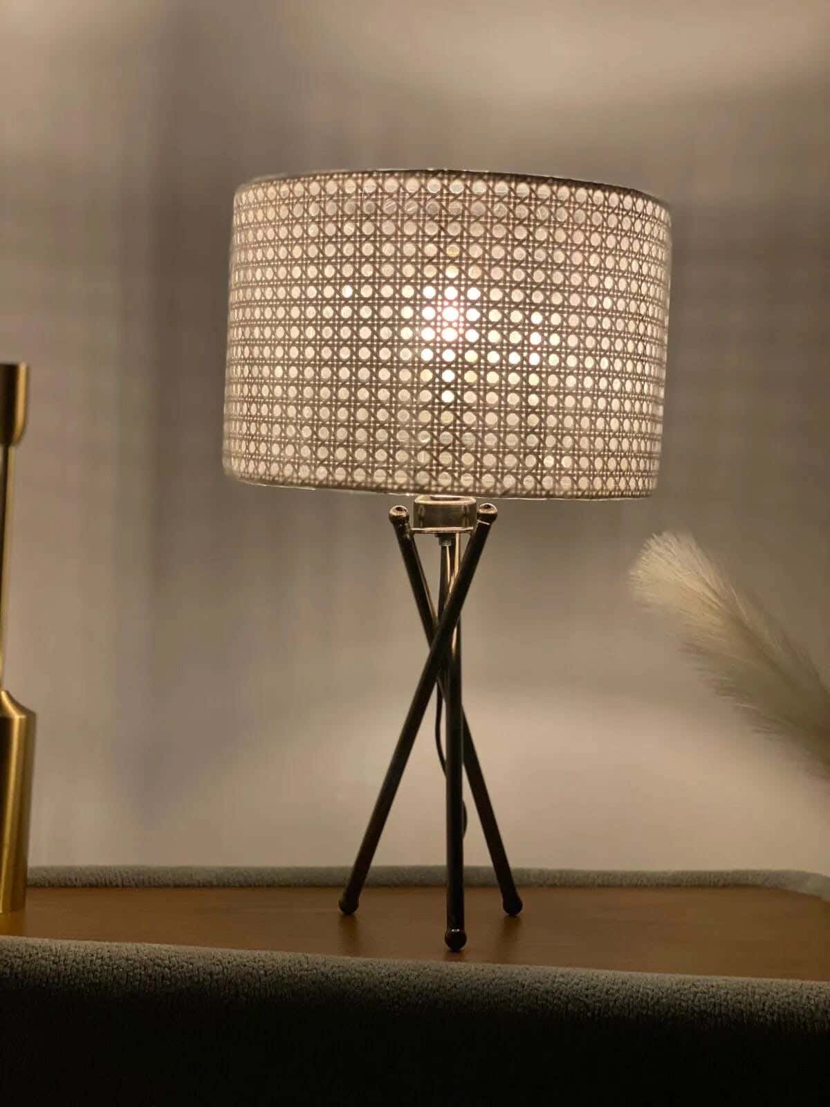 TBS Rattan Boho Table Lamp, 65 ×30 cm - Beige