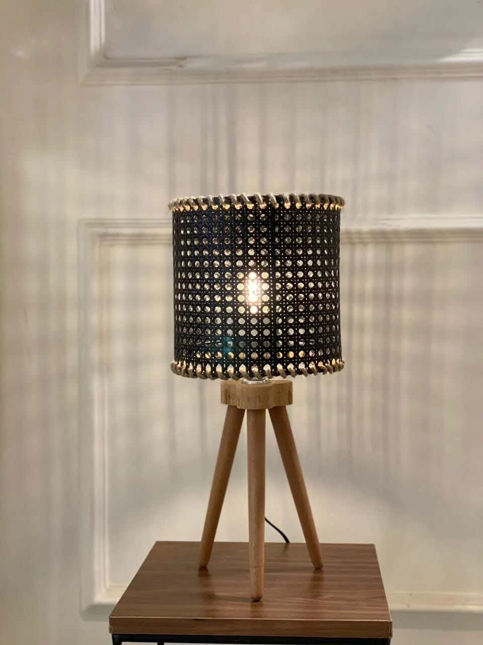 TBS Rattan Boho Table Lamp, 45 ×20 cm - Beige
