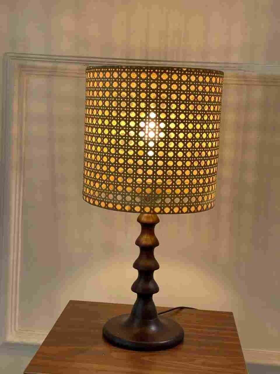 TBS Rattan Boho Table Lamp, 45 ×20 cm - Beige