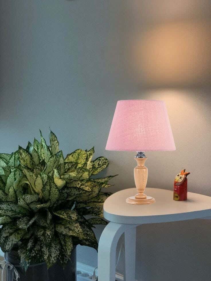 TBS Fabric Modern Table Lamp, 45 ×23 cm - Rose