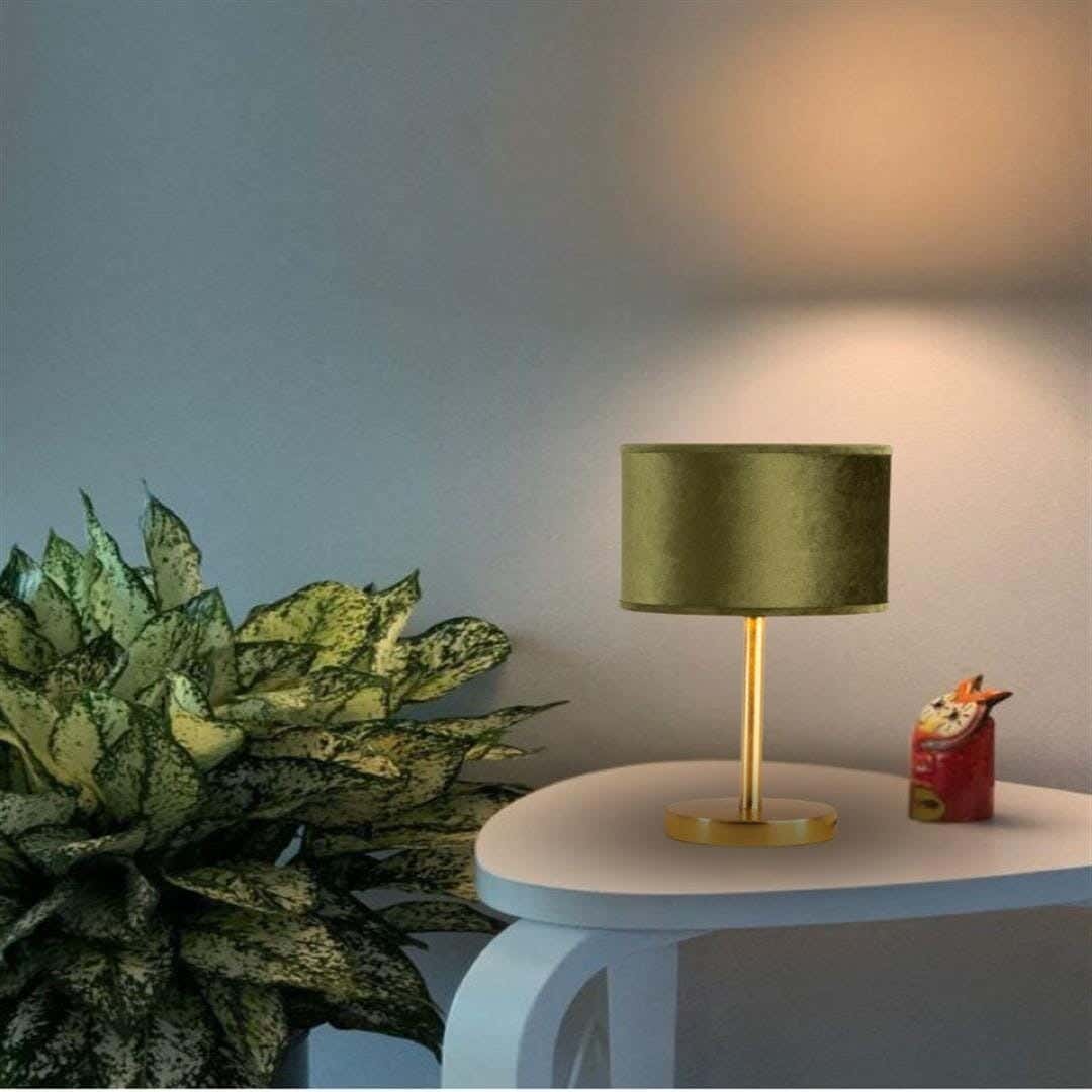 TBS Fabric Modern Table Lamp, 45 ×25 cm - Olive