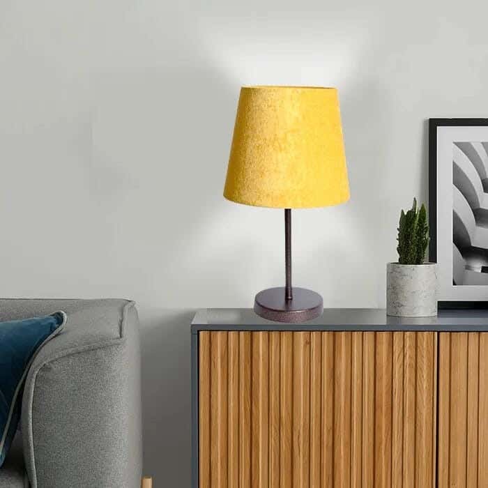 TBS Fabric Modern Table Lamp, 45 ×23 cm - Mustard