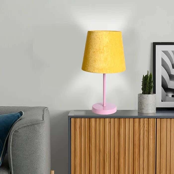 TBS Fabric Modern Table Lamp, 45 ×23 cm - Mustard