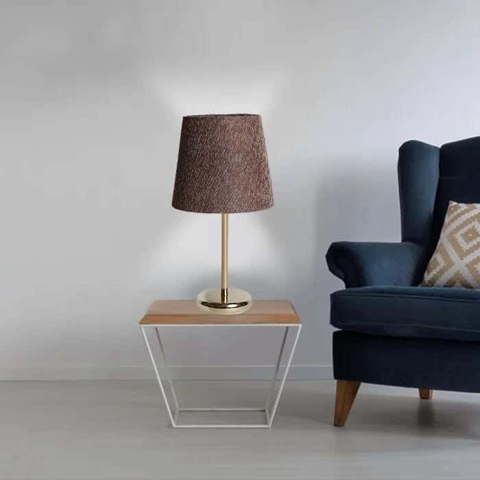 TBS Fabric Modern Table Lamp, 45 ×23 cm - Brown