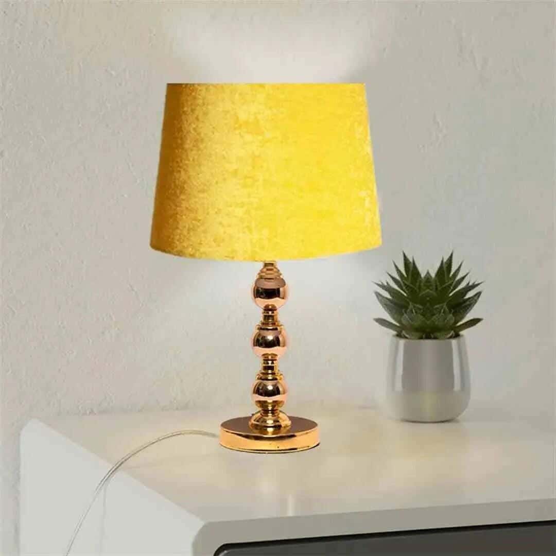 TBS Fabric Modern Table Lamp, 45 ×30 cm - Yellow