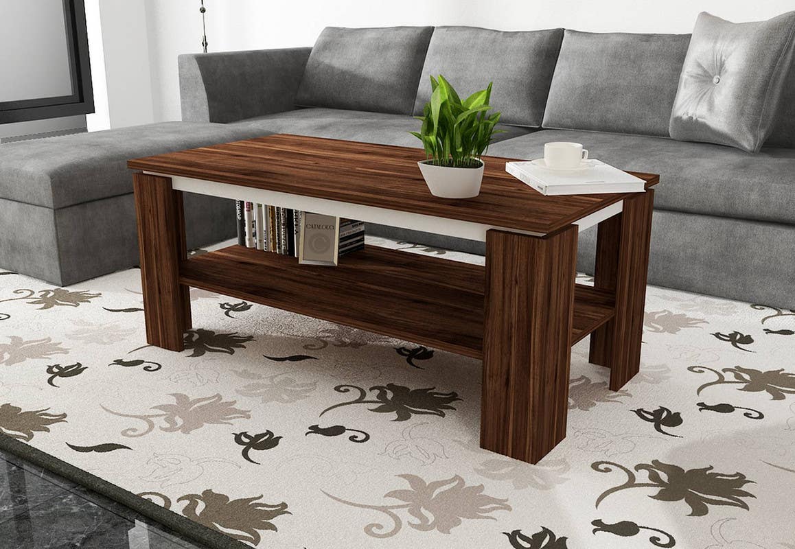 MDF Wood Center Table, 100x50x45 cm - Brown