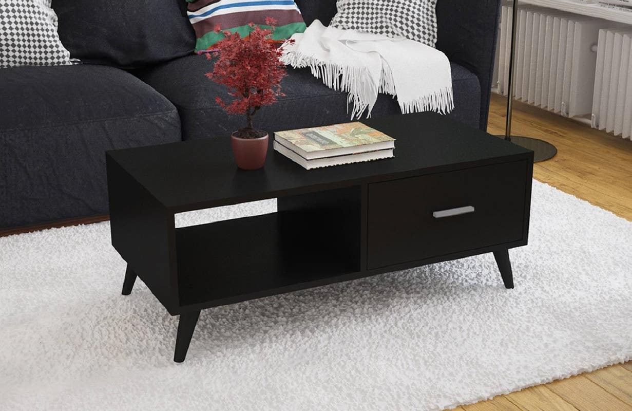 MDF Wood Center Table, 100x50x40 cm - Black