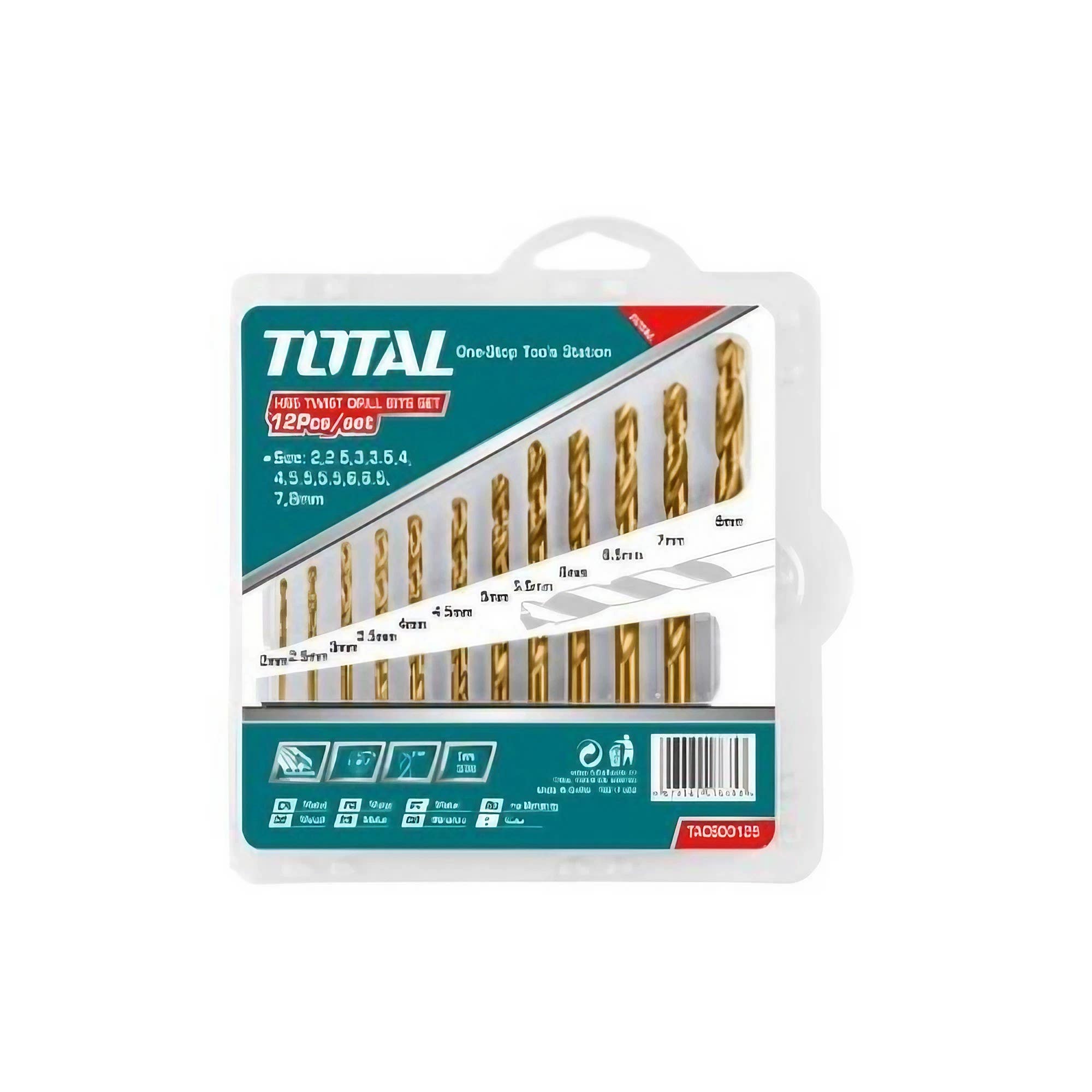 Total Tacsd0125 Twisted Drill Bits, 12 Pieces - Multicolor