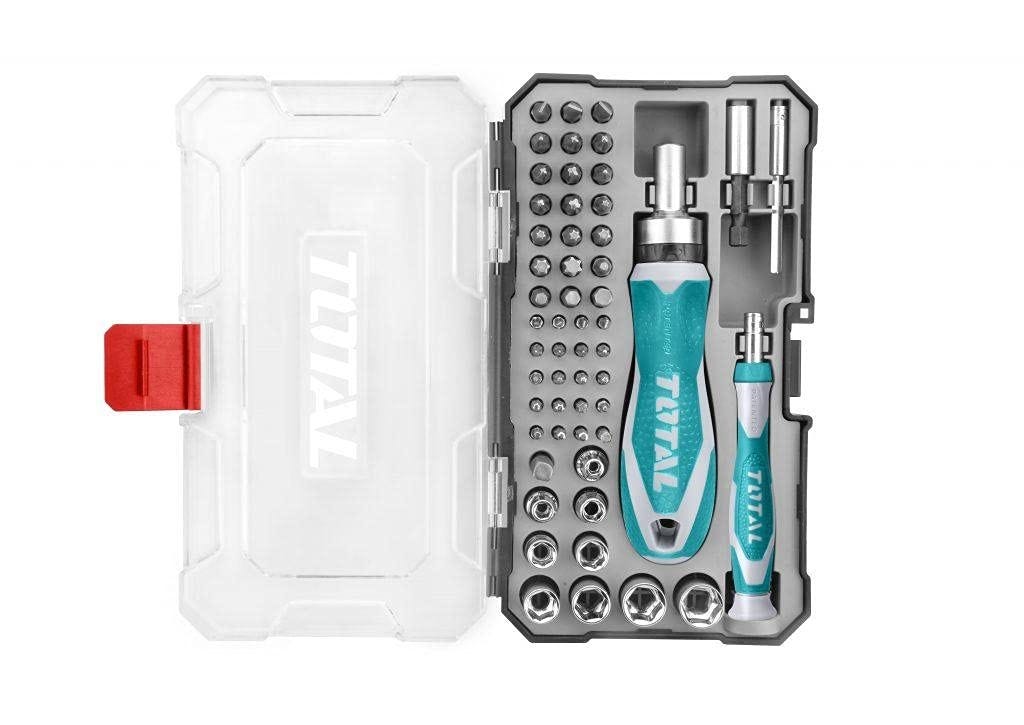 Total TACSD30556 Bits Screwdriver Set, 55 Pcs - Green Silver