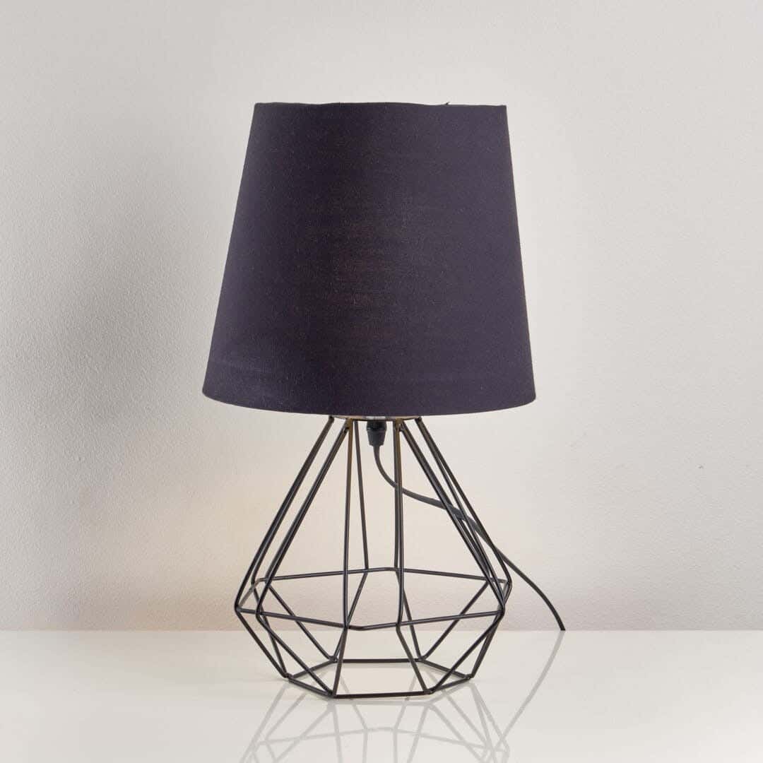 NAGAFA SHOP Rust-Resistant Metal And Natural Linen Fabric Table Lamp, 17×23×40 cm - Black