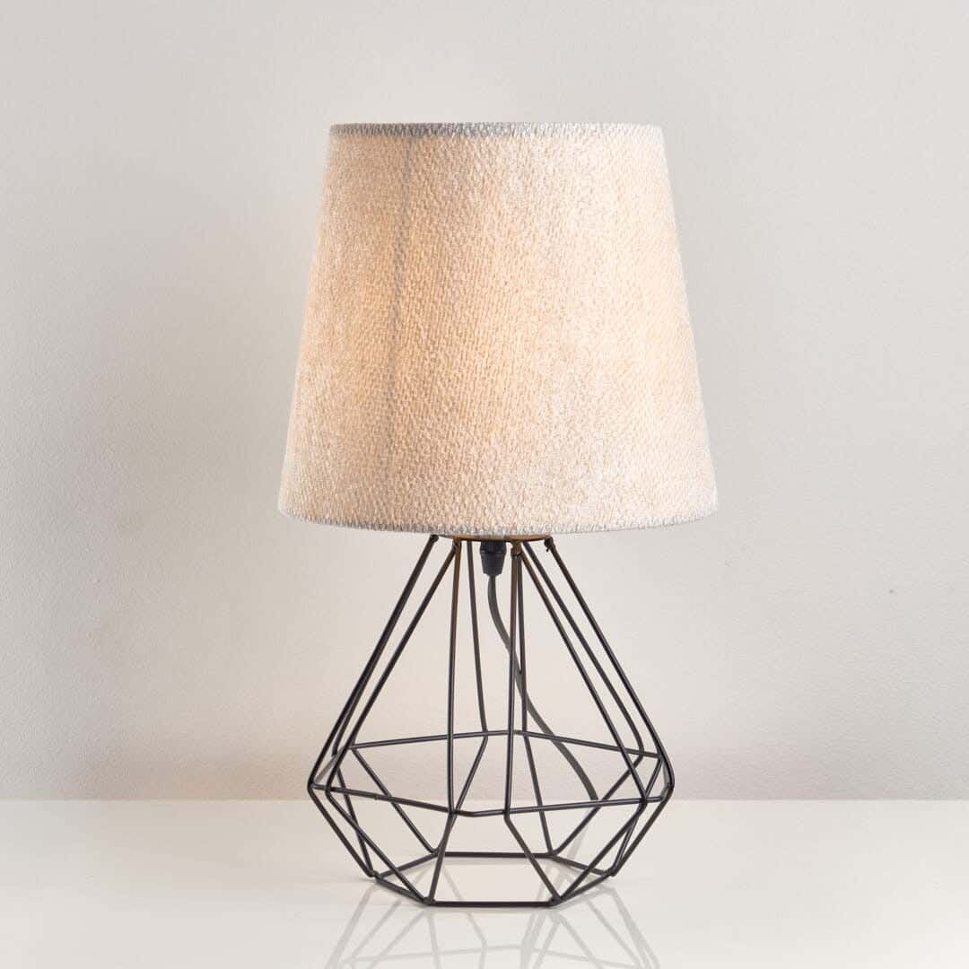 NAGAFA SHOP Rust-Resistant Metal And Velvet Fabric Table Lamp, 17×23×40 cm - Black And White