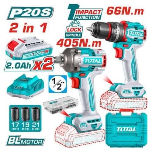 Total 2-in-1 Power Tool Set, TCKLI20286 - Multicolor